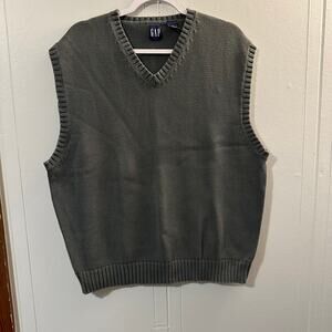 GAP‎ Men's gray/green 100% cotton sweater vest Size XL
